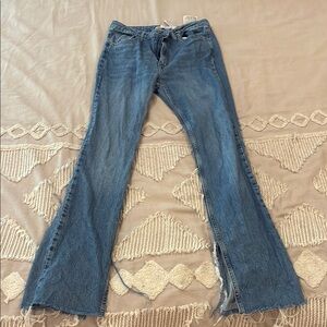 Zara Blue Flare Wide Leg Jeans
